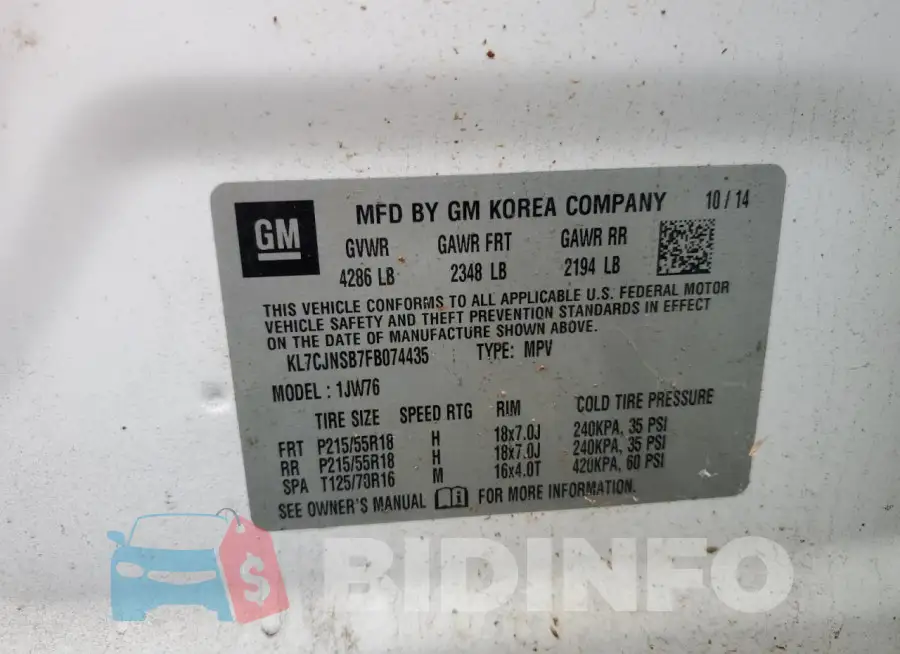 KL7CJNSB7FB074435 Photo# 13