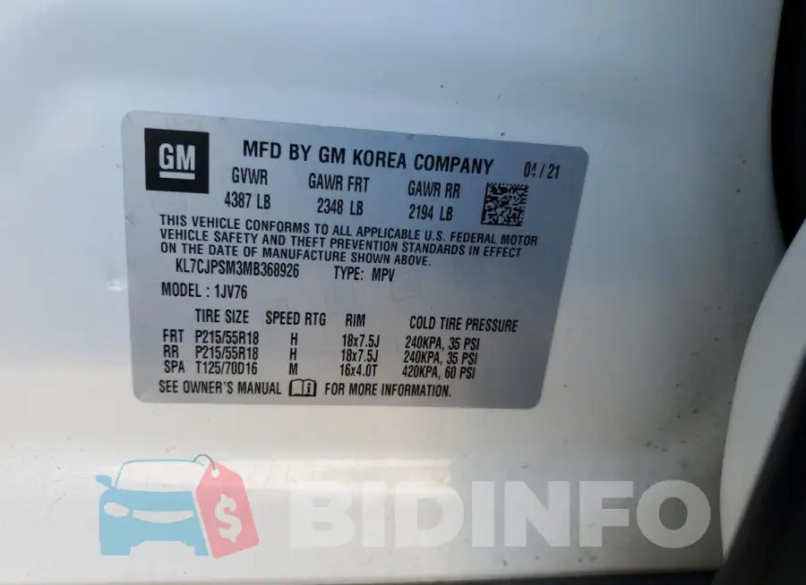 KL7CJPSM3MB368926 Photo# 13