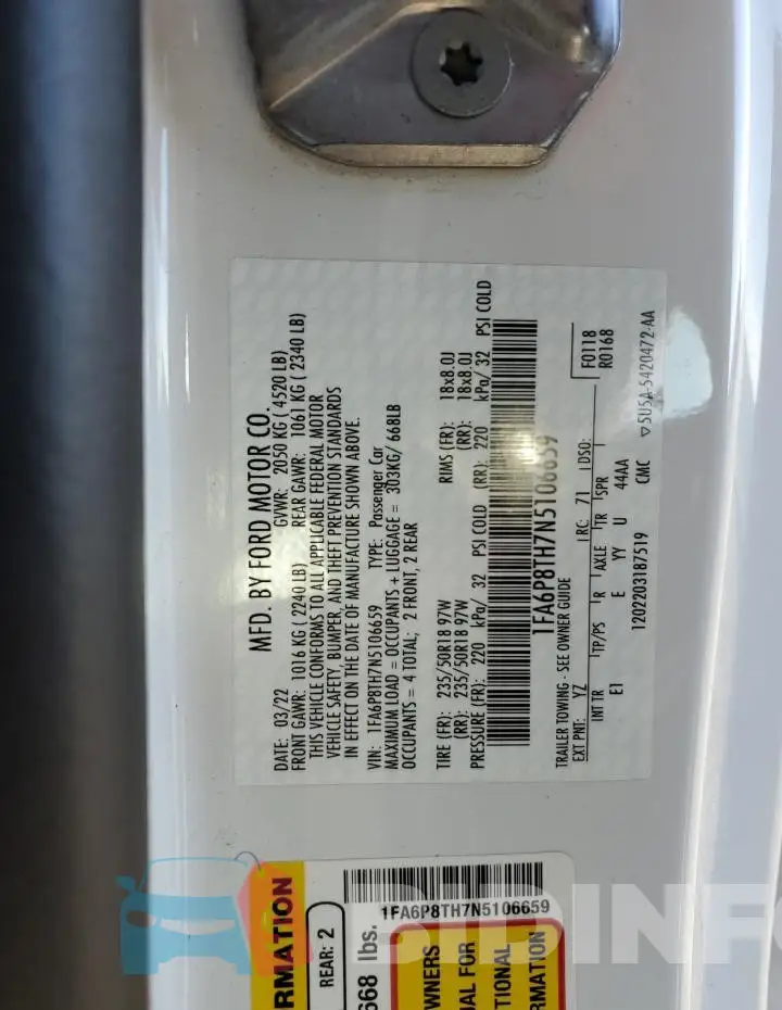 1FA6P8TH7N5106659 Photo# 13