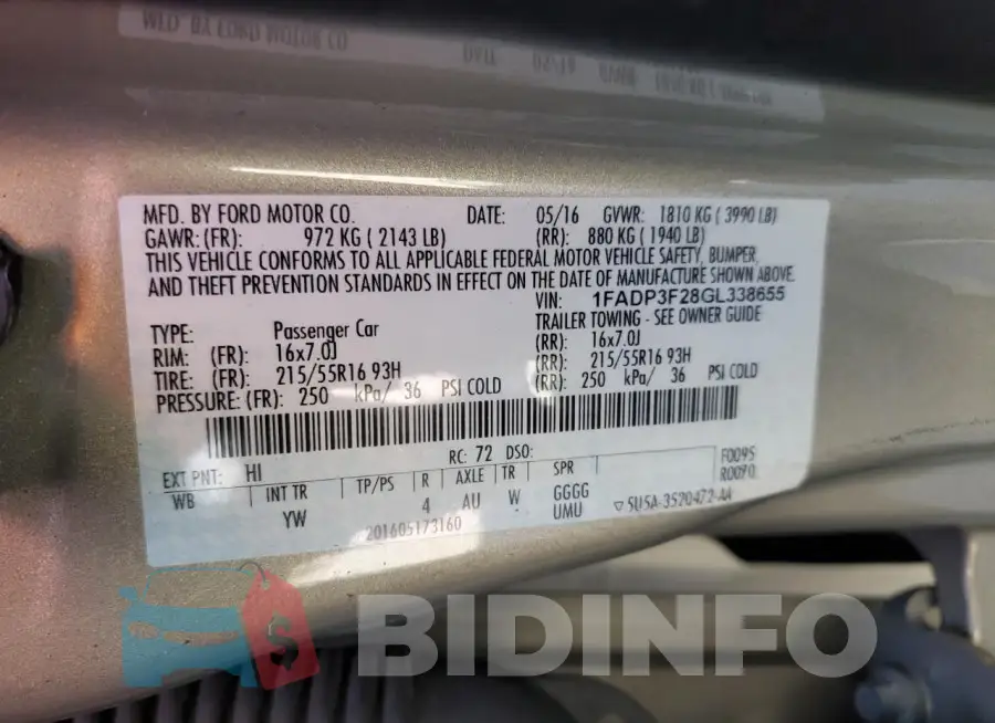 1FADP3F28GL338655 Photo# 13
