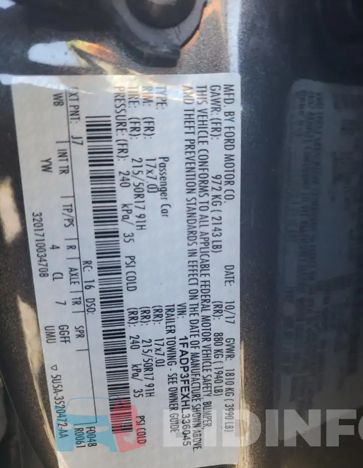 1FADP3FEXHL336045 Photo# 13