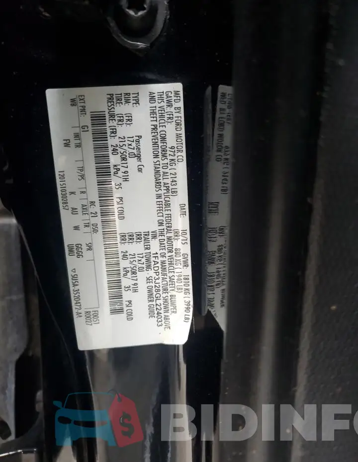1FADP3J28GL224033 Photo# 12