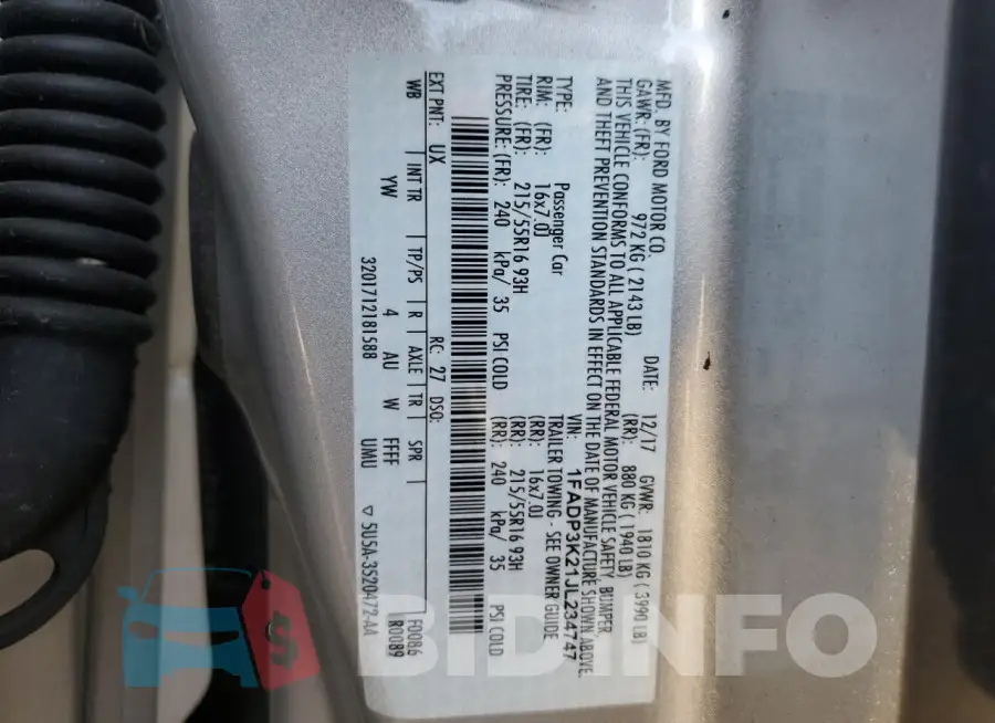 1FADP3K21JL234747 Photo# 12