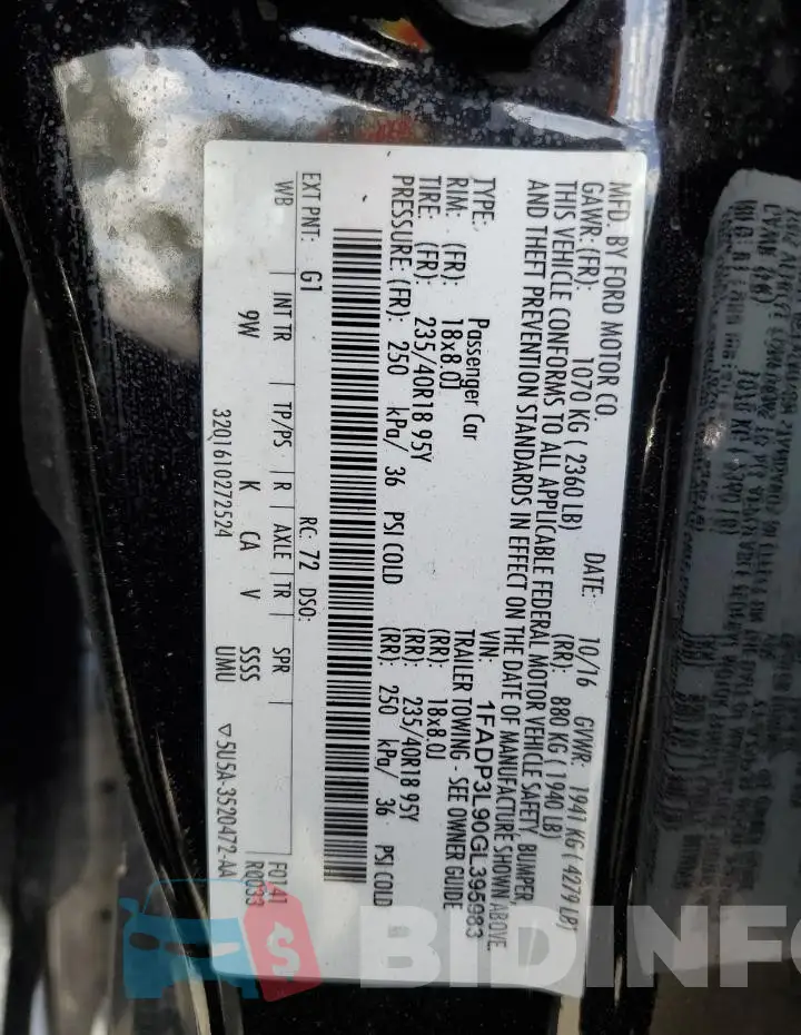 1FADP3L90GL395983 Photo# 12