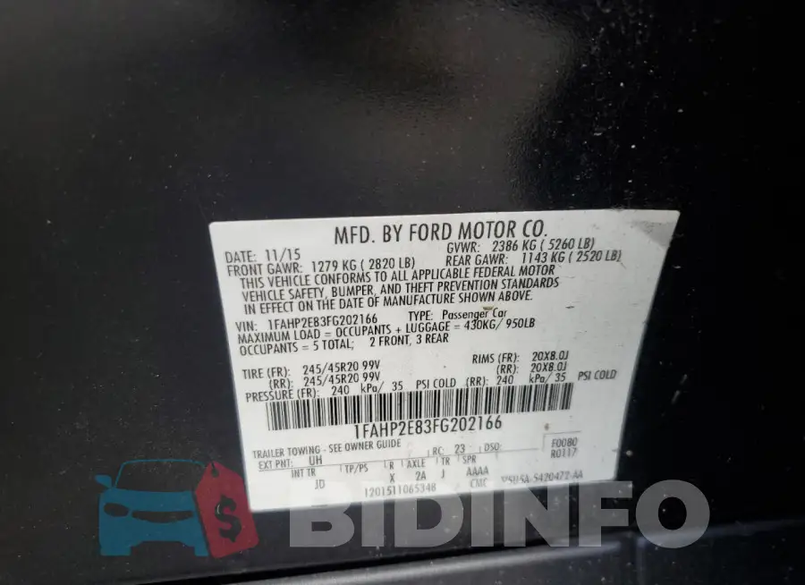 1FAHP2E83FG202166 Photo# 12