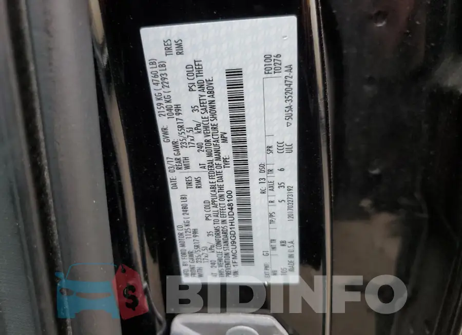 1FMCU9GD1HUD48100 Photo# 13