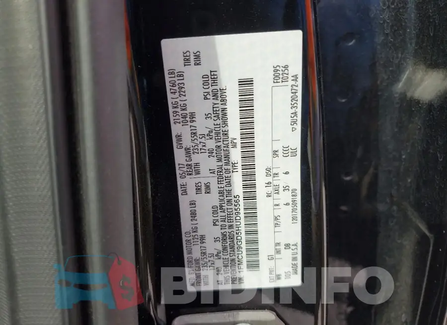 1FMCU9GD5HUD95565 Photo# 13