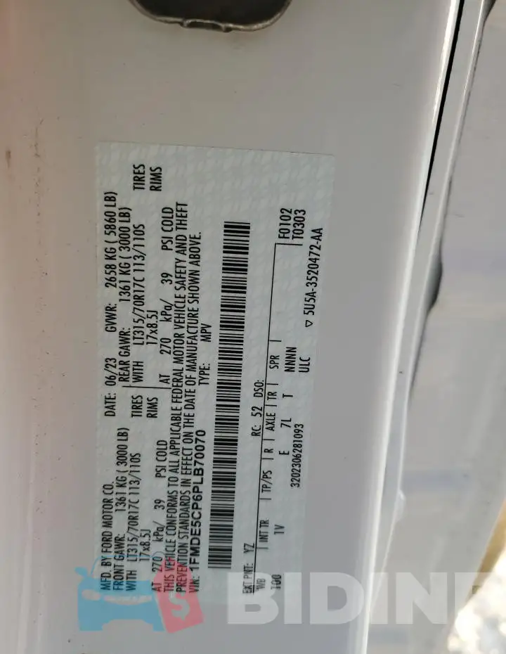 1FMDE5CP6PLB70070 Photo# 13
