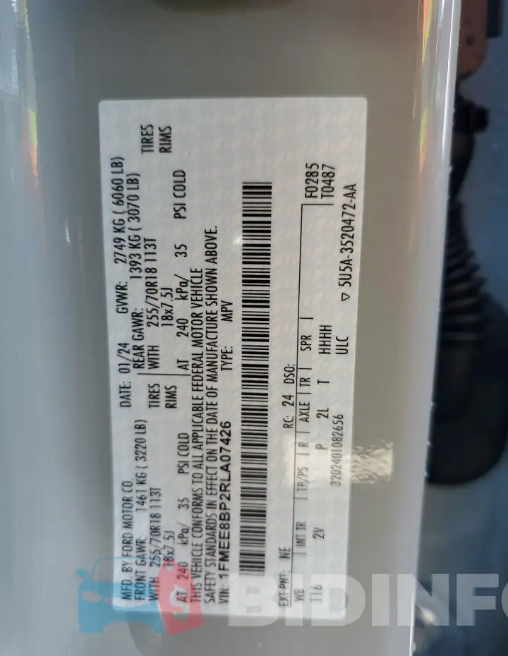 1FMEE8BP2RLA07426 Photo# 14