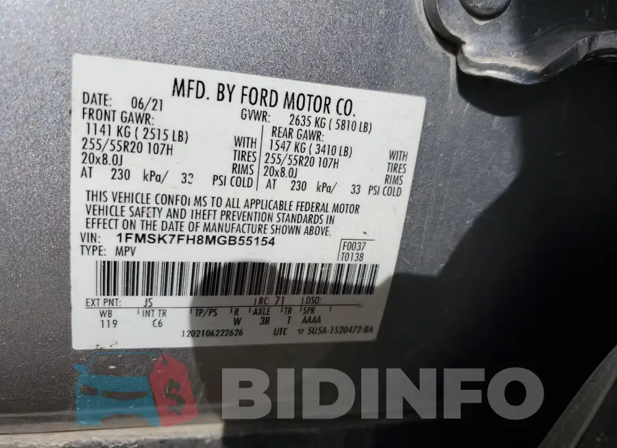 1FMSK7FH8MGB55154 Photo# 12