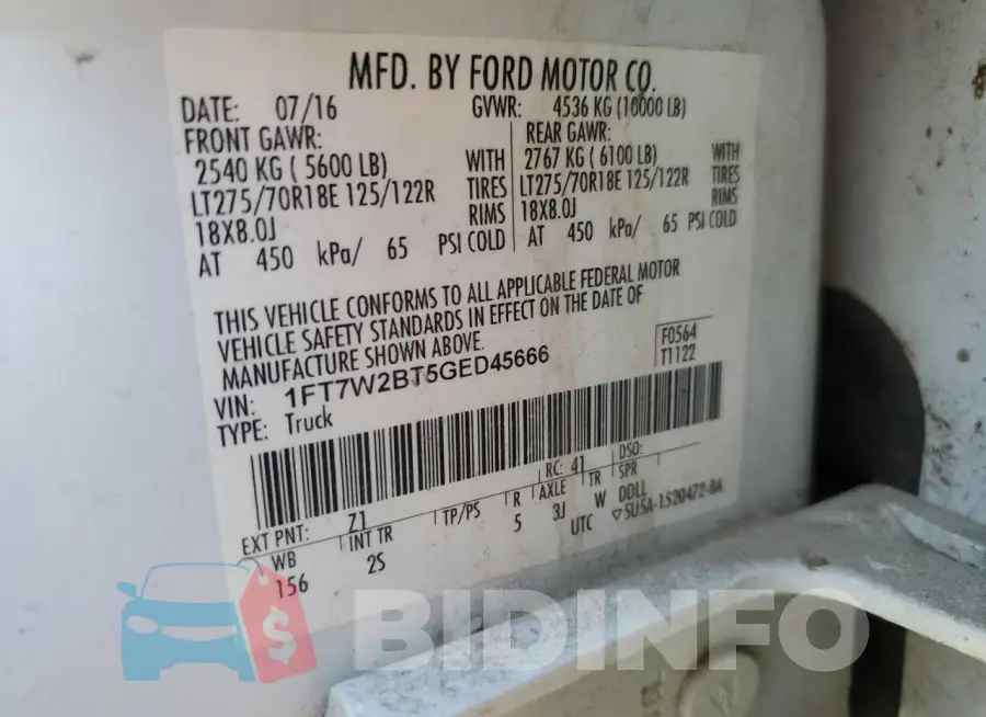 1FT7W2BT5GED45666 Photo# 12