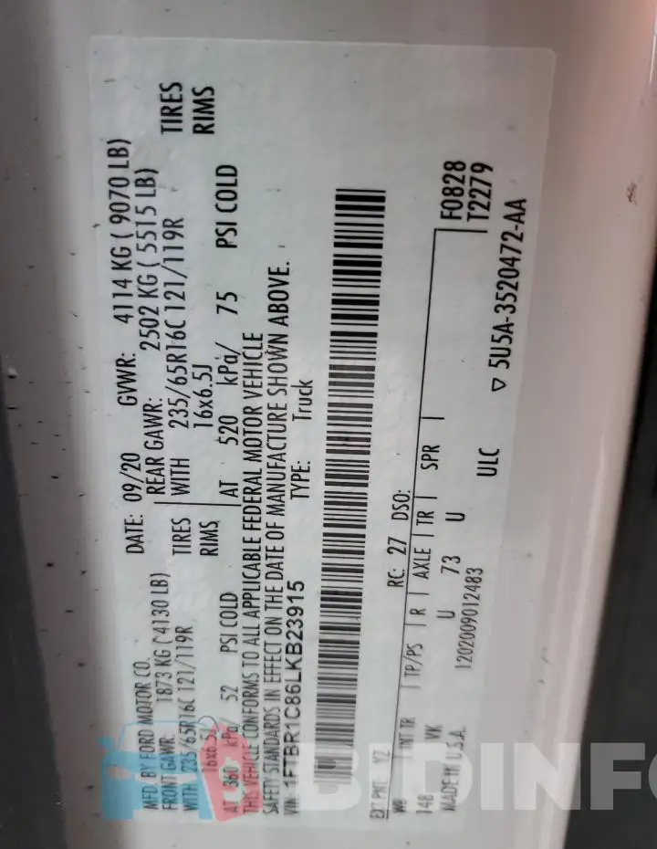 1FTBR1C86LKB23915 Photo# 13
