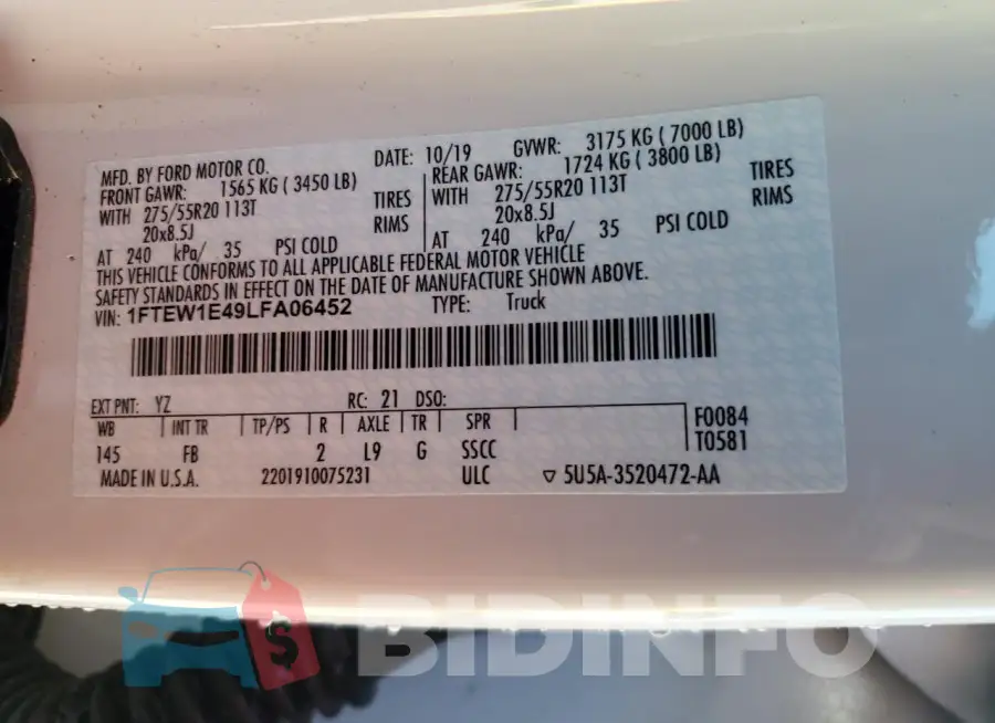 1FTEW1E49LFA06452 Photo# 13