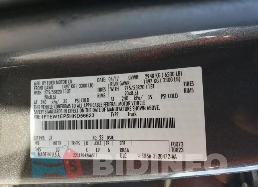 1FTEW1EP5HKD56623 Photo# 12