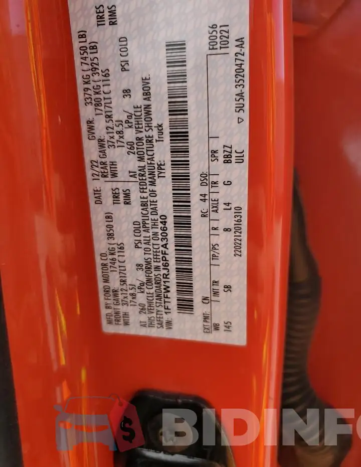 1FTFW1RJ6PFA30640 Photo# 13