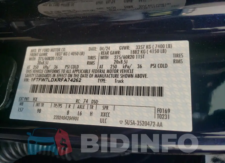 1FTFW7LDXRFA74262 Photo# 12