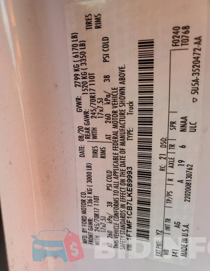 1FTMF1CB7LKE89993 Photo# 13