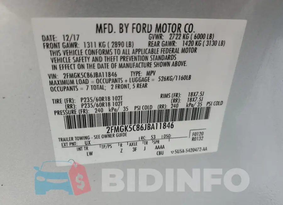2FMGK5C86JBA11846 Photo# 13