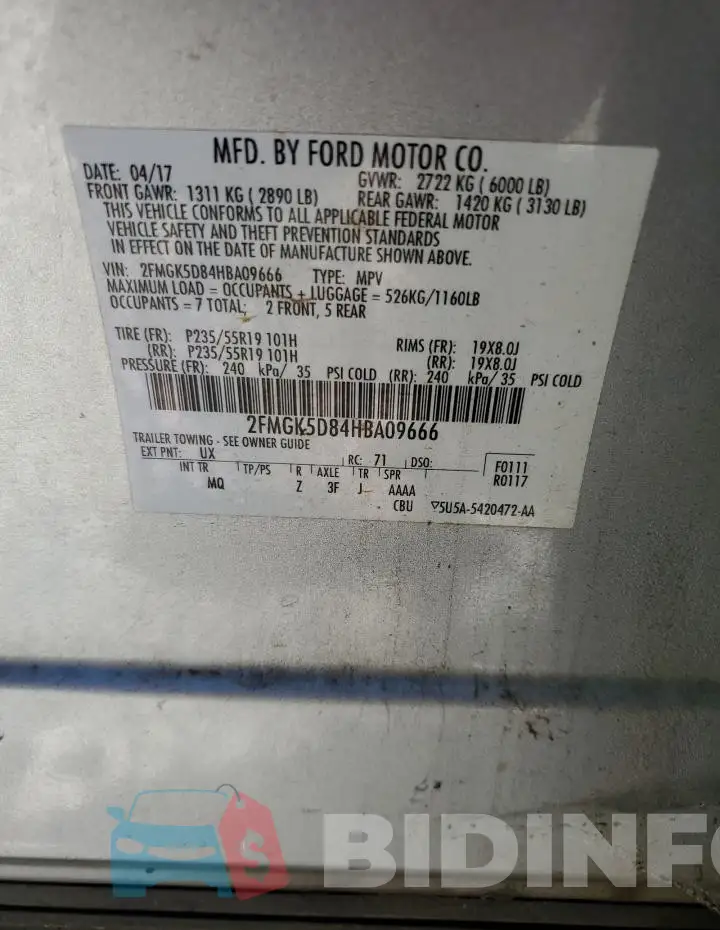 2FMGK5D84HBA09666 Photo# 13