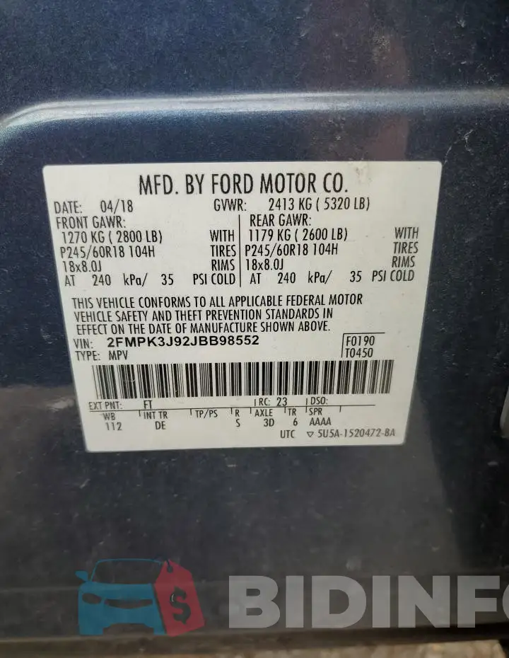 2FMPK3J92JBB98552 Photo# 14