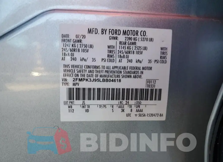 2FMPK3J95LBB04618 Photo# 13