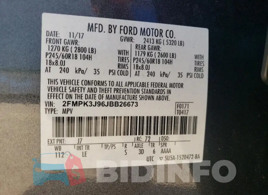 2FMPK3J96JBB26673 Photo# 12