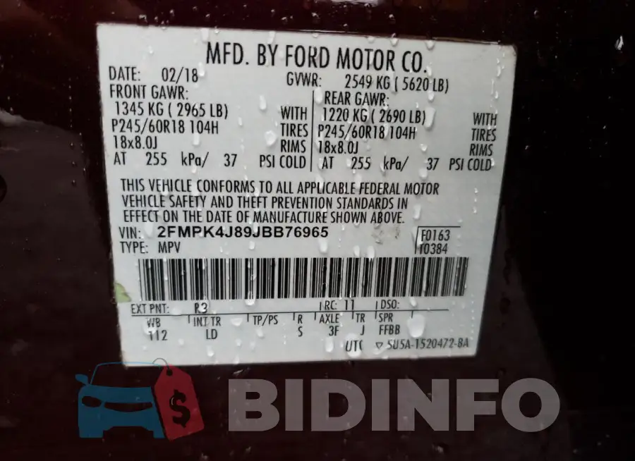 2FMPK4J89JBB76965 Photo# 13