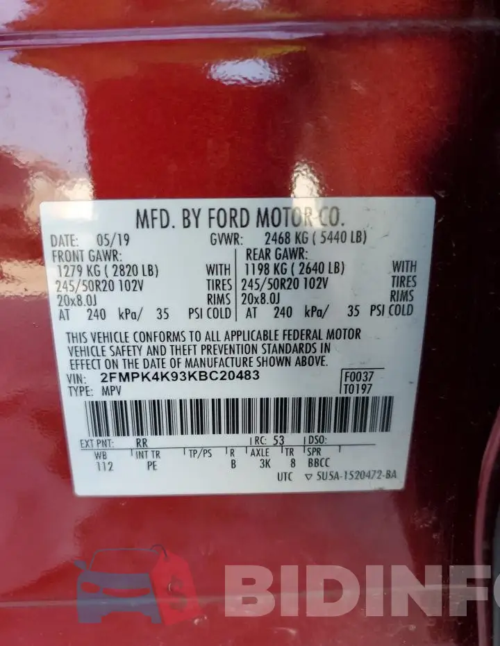 2FMPK4K93KBC20483 Photo# 12