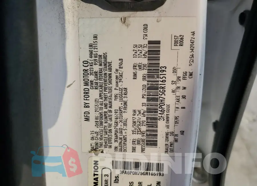 3FA6P0H75GR165193 Photo# 13