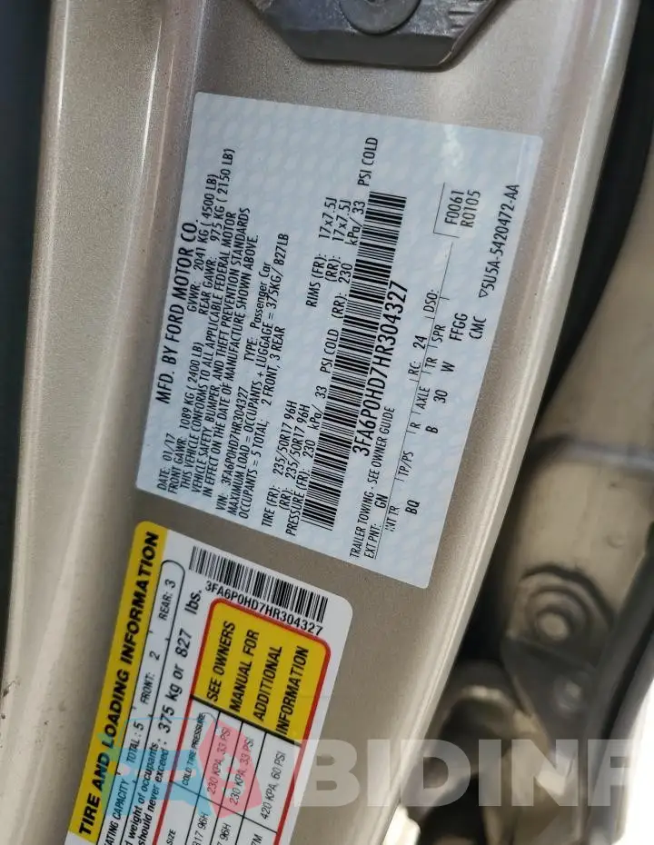 3FA6P0HD7HR304327 Photo# 12