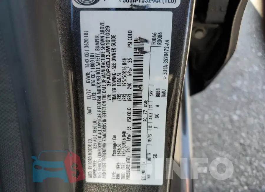 3FADP4BJ3JM101029 Photo# 12