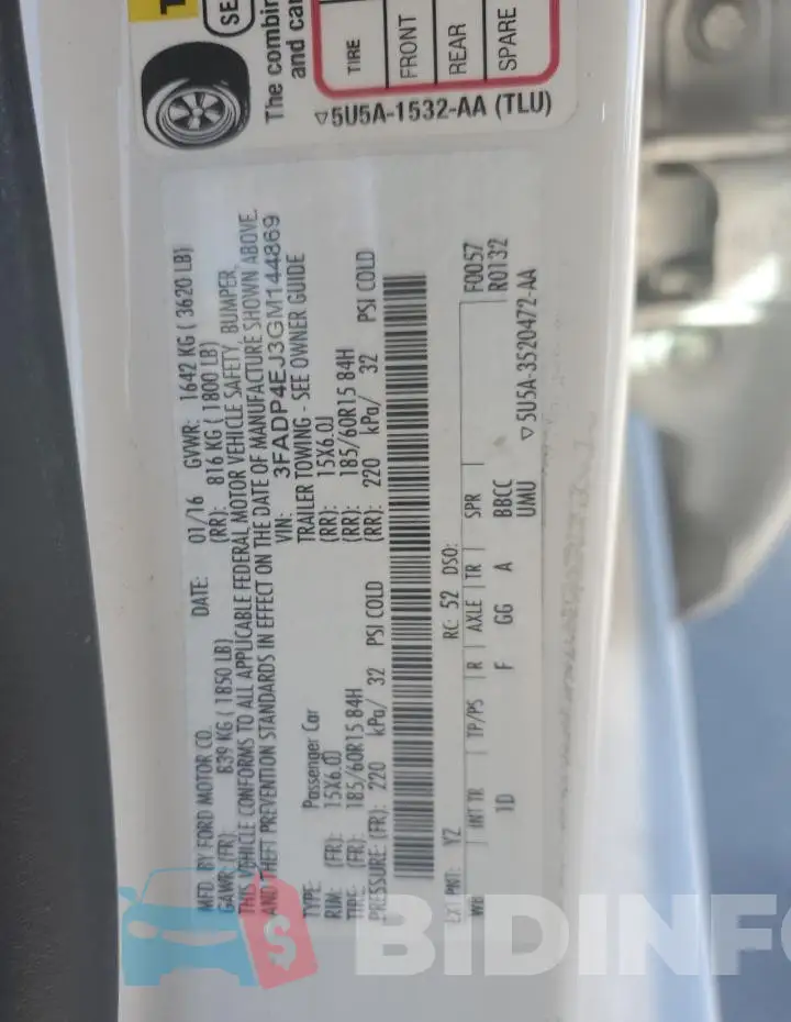 3FADP4EJ3GM144869 Photo# 14
