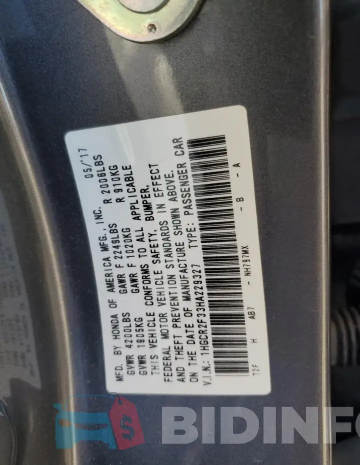 1HGCR2F33HA229327 Photo# 12
