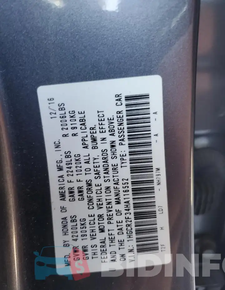 1HGCR2F34HA116552 Photo# 12