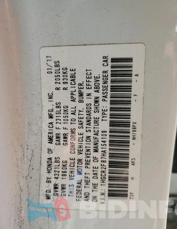 1HGCR2F87HA154109 Photo# 13