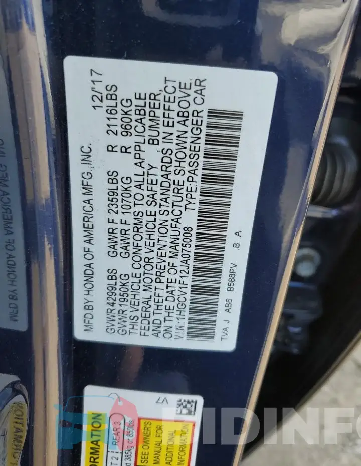 1HGCV1F12JA075008 Photo# 12