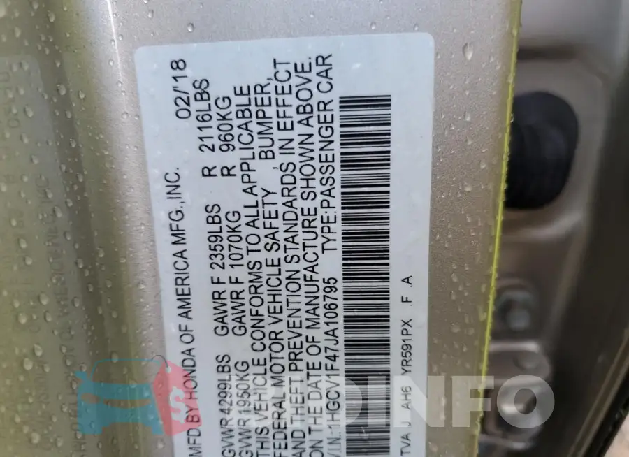 1HGCV1F47JA106795 Photo# 13