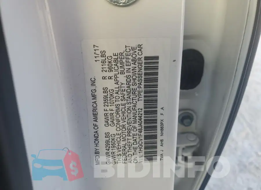 1HGCV1F48JA044212 Photo# 13