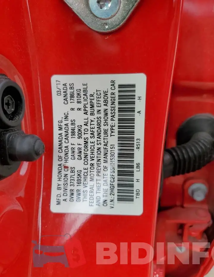 2HGFC2F55HH530151 Photo# 13