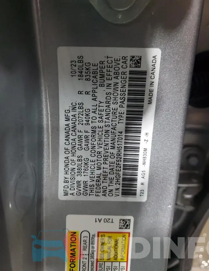 2HGFE2F52RH517014 Photo# 13