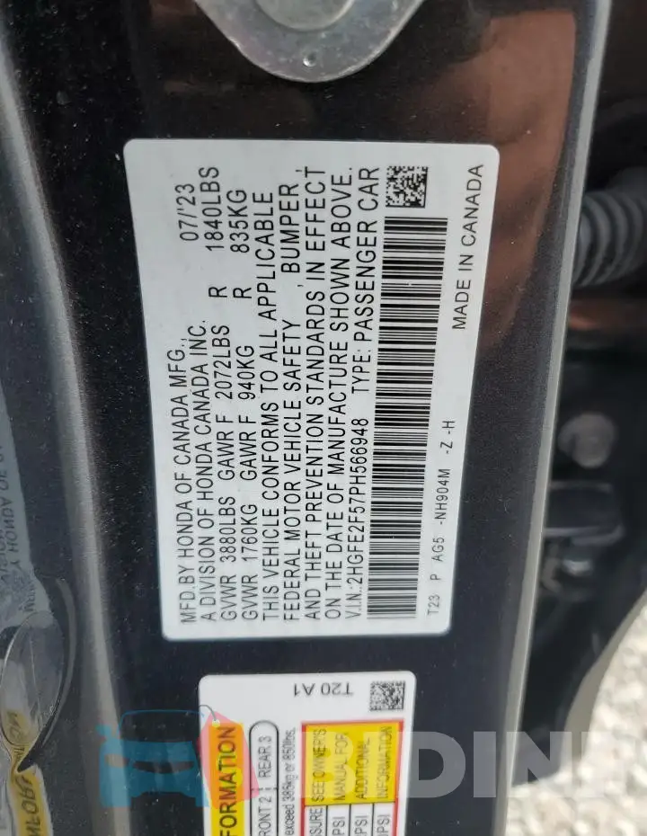 2HGFE2F57PH566948 Photo# 12