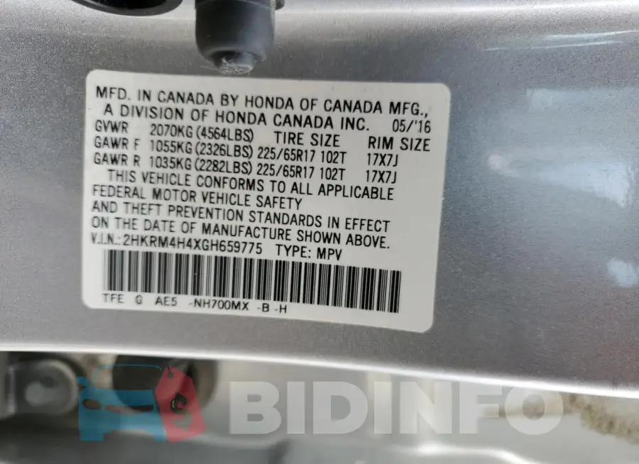 2HKRM4H4XGH659775 Photo# 13