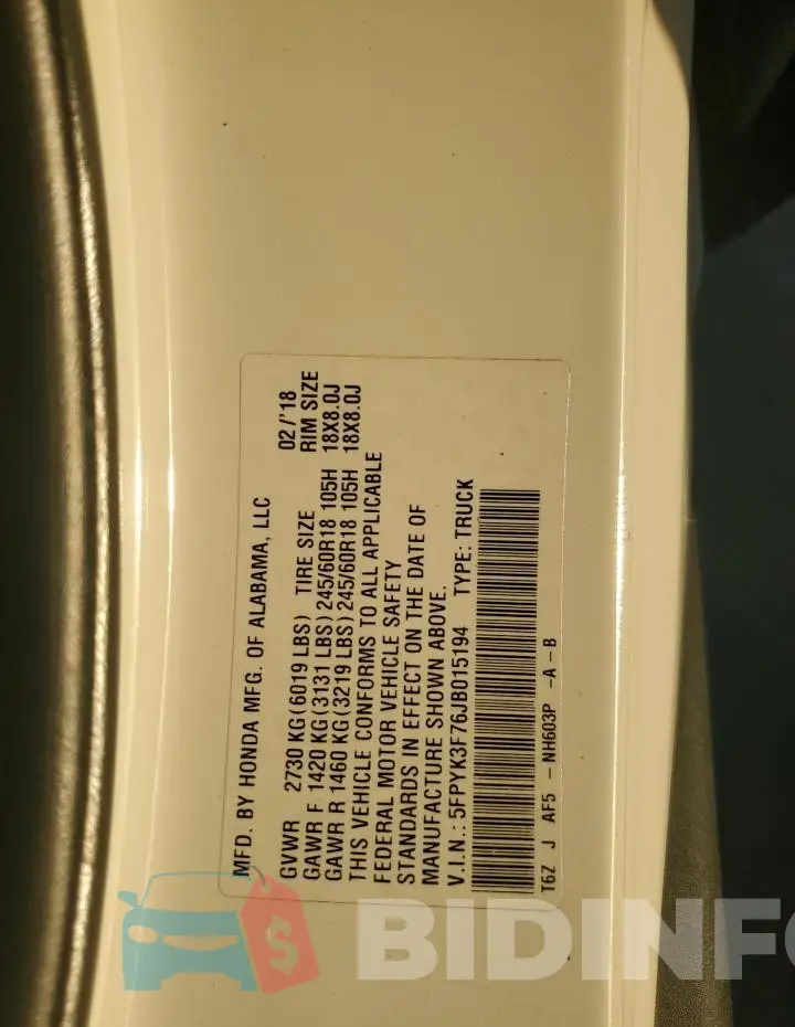 5FPYK3F76JB015194 Photo# 12