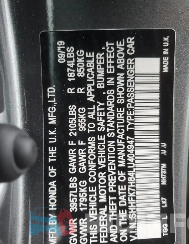 SHHFK7H84LU404947 Photo# 12