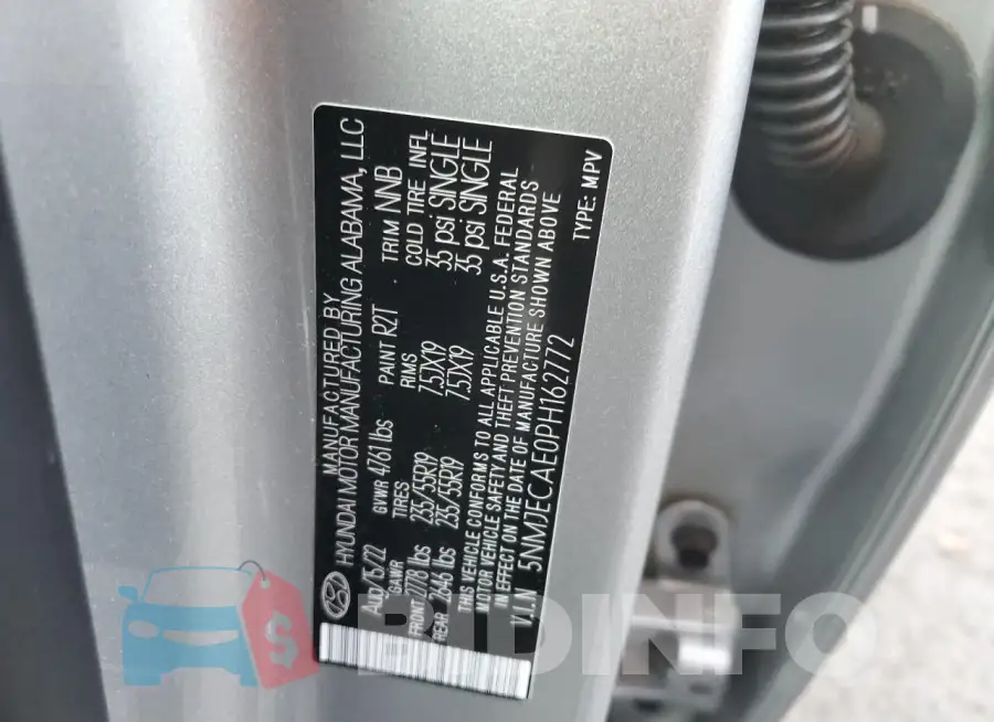 5NMJECAE0PH162772 Photo# 13
