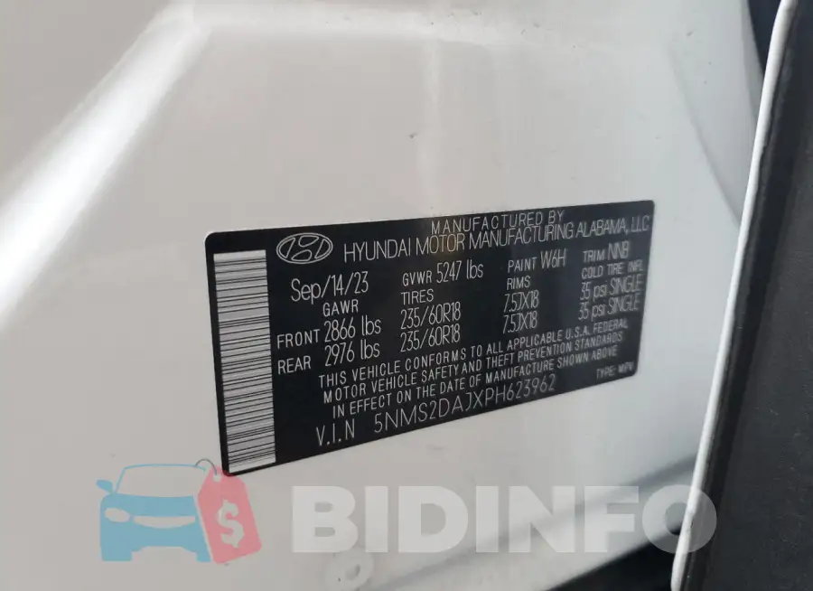 5NMS2DAJXPH623962 Photo# 13