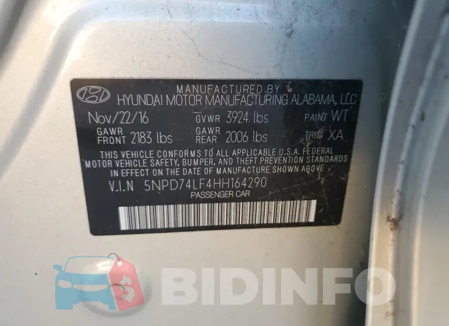 5NPD74LF4HH164290 Photo# 12