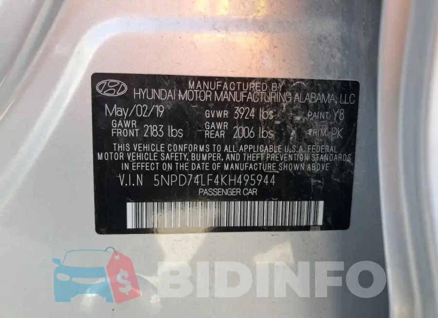 5NPD74LF4KH495944 Photo# 12