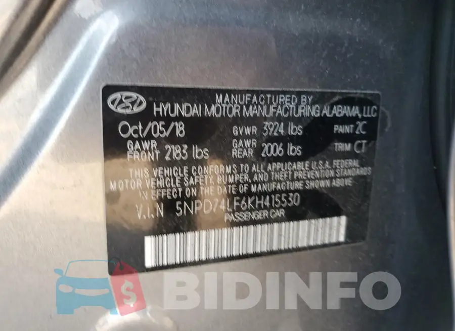 5NPD74LF6KH415530 Photo# 12