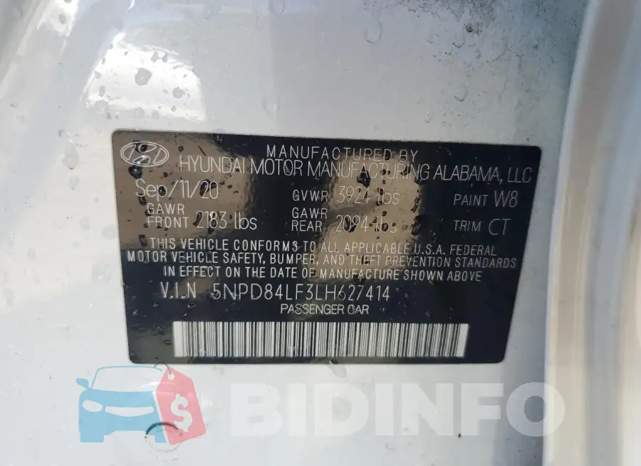 5NPD84LF3LH627414 Photo# 12